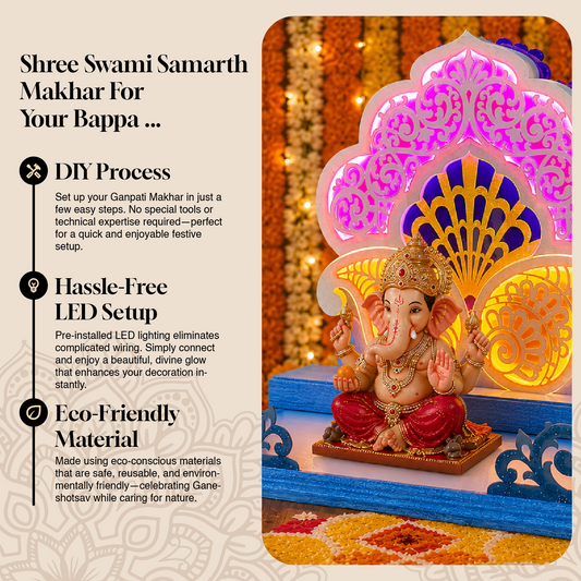Koyari Ganpati Aasan | 2 Feet LED Ganapati Makhar | Dahotre Arts