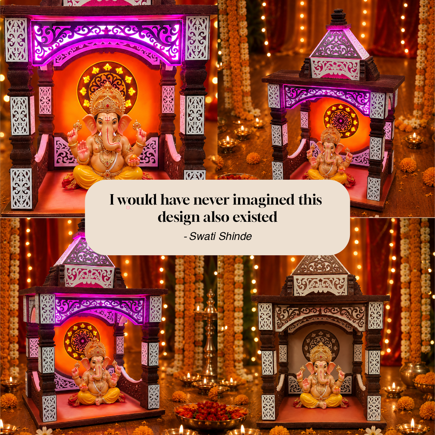 Pillar Brown Aasan with Integrated LED | Eco-Friendly Ganpati Makhar