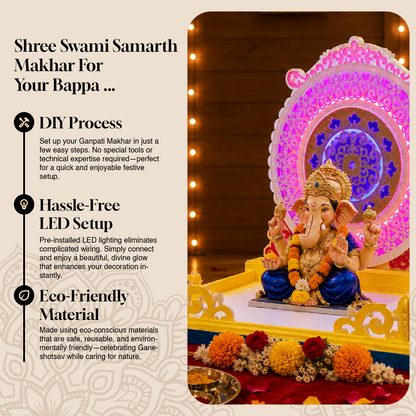 2Ft. LED Round Ganpati Aasan | Decorative LED Ganapati Aasan