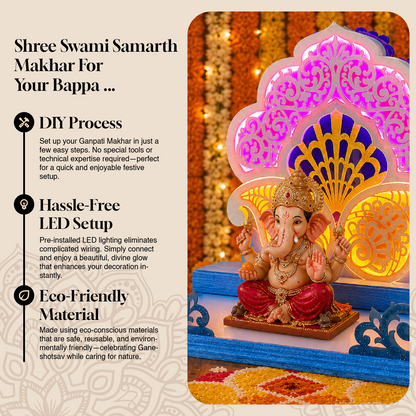 Koyari Ganpati Aasan | 2 Feet LED Ganapati Makhar | Dahotre Arts