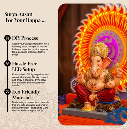 Surya Aasan | 2ft LED Ganpati Aasan | Eco-Friendly Ganapati Decoration