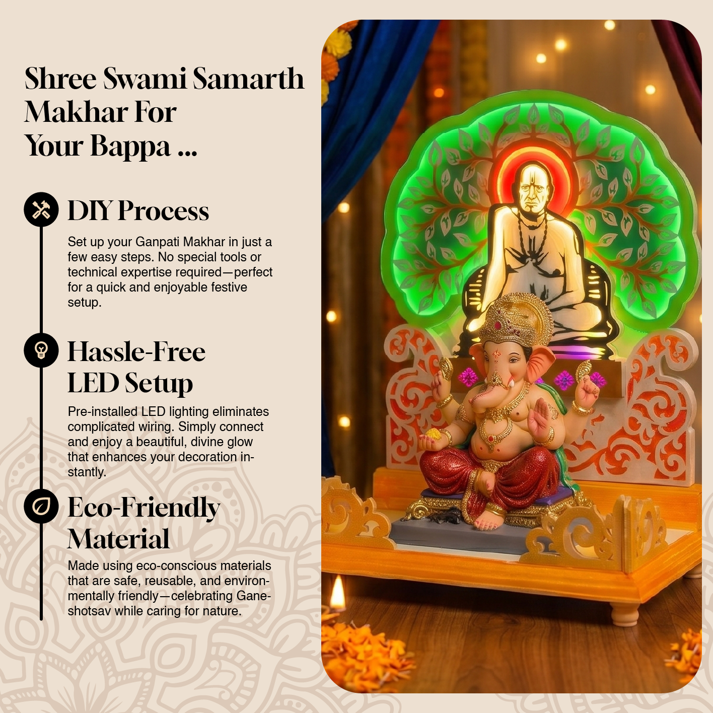 Shree Swami Samarth LED Ganapati Aasan | Eco-Friendly & DIY Setup