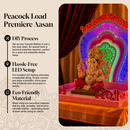 Royal Floral Arch Ganpati Aasan with LED | Handcrafted Decoration
