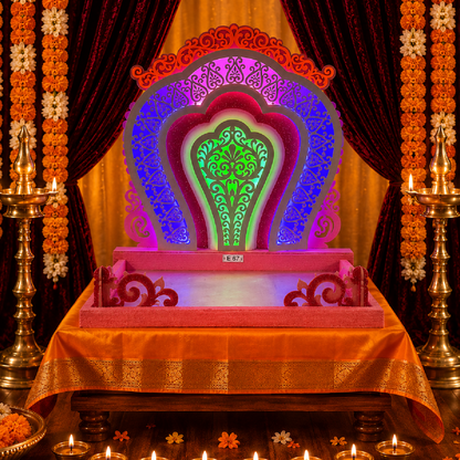 Royal Floral Arch Ganpati Aasan with LED | Handcrafted Decoration
