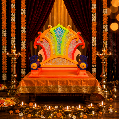 Load Peacock Premium LED Ganpati Aasan | Eco-Friendly Ganapati Aasan