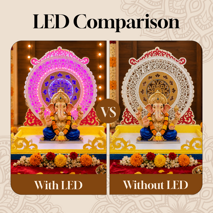 2Ft. LED Round Ganpati Aasan | Decorative LED Ganapati Aasan