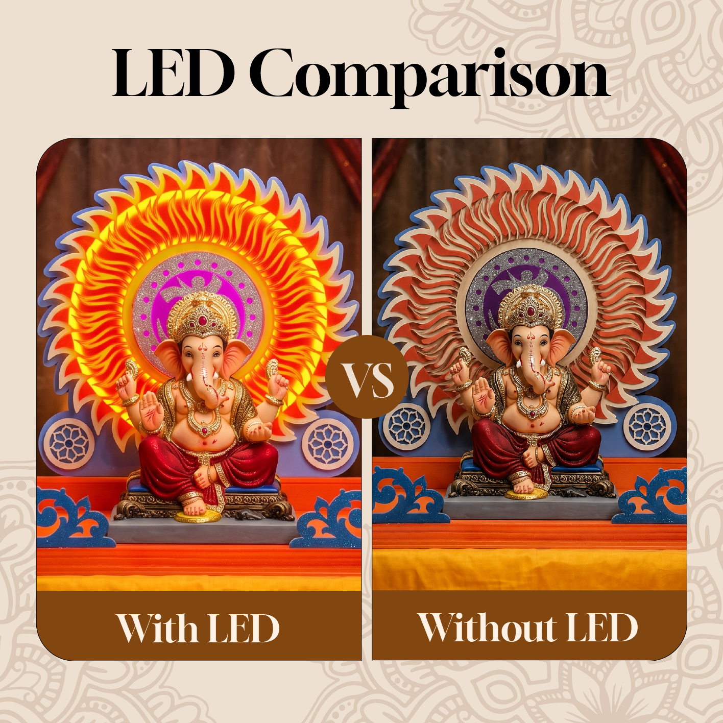 Surya Aasan | 2ft LED Ganpati Aasan | Eco-Friendly Ganapati Decoration