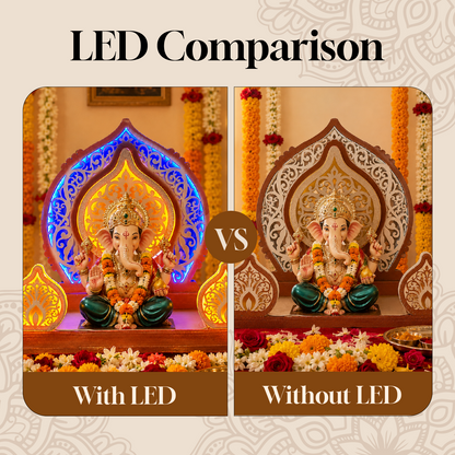 Modak Ganpati Aasan 26 x 26 Inch | Premium LED Decorative Makhar | Dahotre Arts