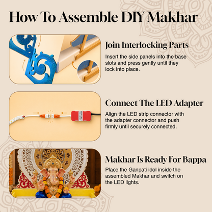 Modak Ganpati Aasan 26 x 26 Inch | Premium LED Decorative Makhar | Dahotre Arts
