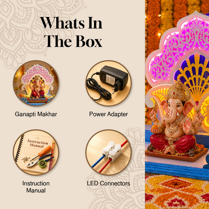 Koyari Ganpati Aasan | 2 Feet LED Ganapati Makhar | Dahotre Arts