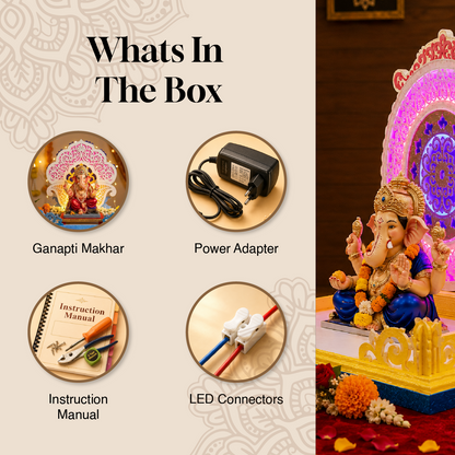 2Ft. LED Round Ganpati Aasan | Decorative LED Ganapati Aasan