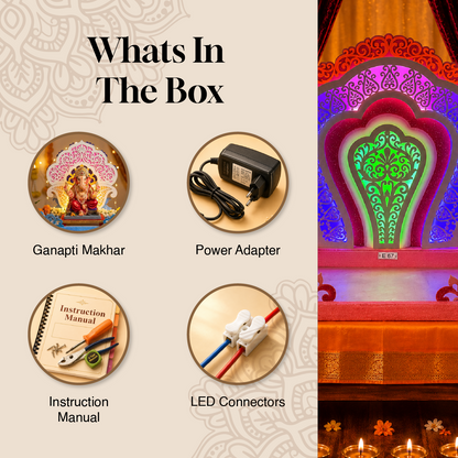 Royal Floral Arch Ganpati Aasan with LED | Handcrafted Decoration