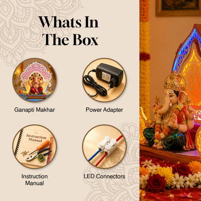 Modak Ganpati Aasan 26 x 26 Inch | Premium LED Decorative Makhar | Dahotre Arts