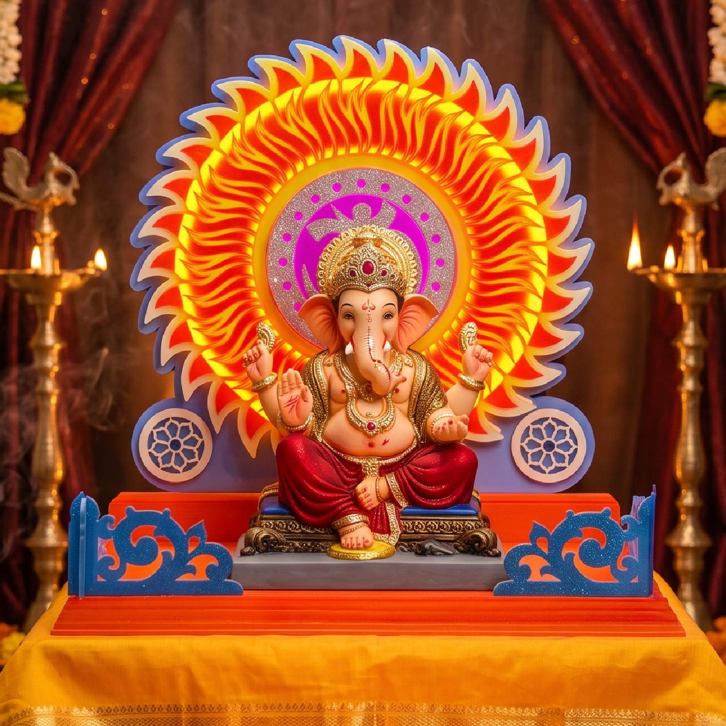 Surya Aasan | 2ft LED Ganpati Aasan | Eco-Friendly Ganapati Decoration