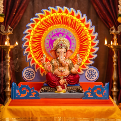 Surya Aasan | 2ft LED Ganpati Aasan | Eco-Friendly Ganapati Decoration