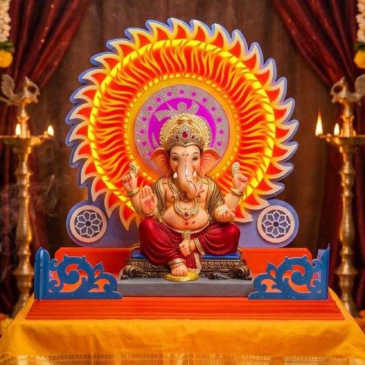 Surya Aasan | 2ft LED Ganpati Aasan | Eco-Friendly Ganapati Decoration