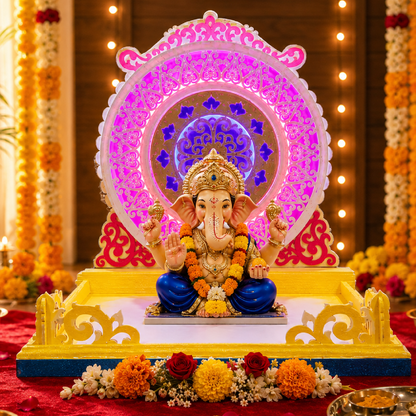 2Ft. LED Round Ganpati Aasan | Decorative LED Ganapati Aasan