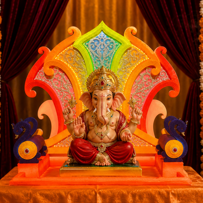 Load Peacock Premium LED Ganpati Aasan | Eco-Friendly Ganapati Aasan