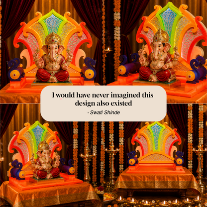 Load Peacock Premium LED Ganpati Aasan | Eco-Friendly Ganapati Aasan
