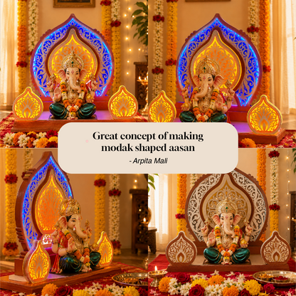 Modak Ganpati Aasan 26 x 26 Inch | Premium LED Decorative Makhar | Dahotre Arts